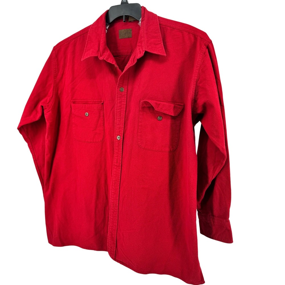 Vintage ST JOHNS BAY Shirt Chamois Cloth Red Flannel 2XLT‎ Long Sleeve Pockets